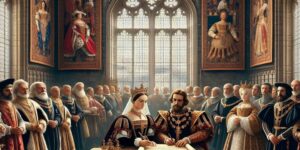 Imagen de la firma del tratado de matrimonio entre los Reyes Católicos: Isabel I de Castilla y Fernando II de Aragón.