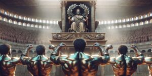 Imagen de gladiadores romanos saludando a César antes de un combate