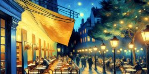 Imagen de la pintura Terraza de café por la noche de Van Gogh en el Café de Terrace Van Gogh