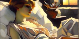 cuadro mujer en la cama