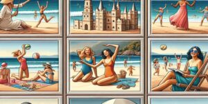 cuadro mujeres en la playa
