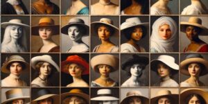 cuadros de mujeres con sombrero modernos