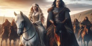 Imagen de Daenerys Targaryen y Khal Drogo en una escena de la serie Game of Thrones.