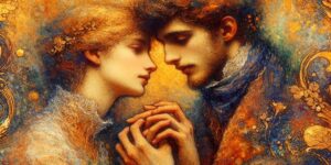 Detalle del famoso cuadro El Beso de Gustav Klimt