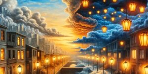 Imagen principal de la pintura 'El imperio de las luces' de René Magritte