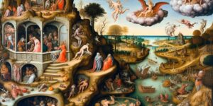 Representación de la pintura 'El Jardín de las Delicias' de El Bosco