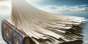 Imagen de un libro enorme con páginas infinitas