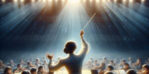 Imagen de un maestro dirigiendo una orquesta en un escenario