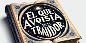 Imagen de un libro abierto con la frase El que avisa no es traidor escrita en letras elegantes.
