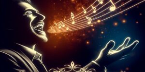 Imagen de una persona cantando con alegría