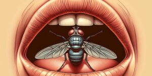 Un refrán popular ilustrado con una boca cerrada y una mosca.