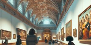 Imagen de una galería de arte con una variedad de obras expuestas en Granada