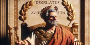 Imagen ilustrativa de un antiguo rey romano en un trono