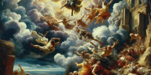 Obra maestra de Peter Paul Rubens que retrata la caída de los condenados con intensidad y dramatismo.