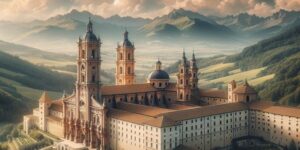 'Imagen: Vista panorámica de la Cartuja de Aula Dei con su imponente arquitectura y paisajes circundantes