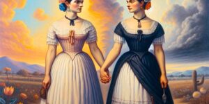 Imagen de las dos Fridas de Frida Kahlo: una obra emblemática que representa la dualidad y la complejidad emocional de la artista mexicana.