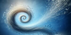Imagen de un remolino llevándose palabras escritas en un cielo azul
