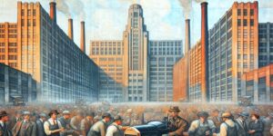 Imagen de los murales industriales creados por Diego Rivera en Detroit