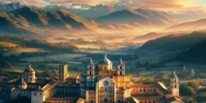 Vista panorámica del Monasterio de Santo Domingo de Guzmán en Caleruega