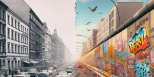 Imagen comparativa del Muro de Berlín antes y después de su caída