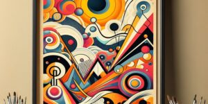 Imagen de una obra dadaísta con colores vibrantes y formas abstractas