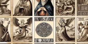 Imagen mostrando una selección de 18 obras de arte de Hildegarda von Bingen