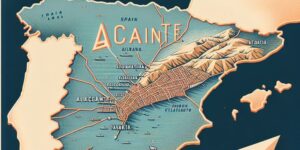 Imagen de un mapa de España con la ciudad de Alicante resaltada y una flecha hacia adelante