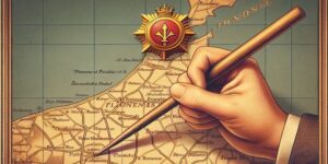 Representación visual del concepto de la frase 'Poner una pica en Flandes' en un mapa histórico de la región