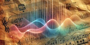 Representación gráfica de la vibración de un pulso en una partitura musical