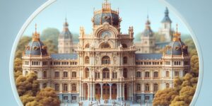 Imagen de la hermosa Real Fábrica de Porcelana del Buen Retiro en Madrid