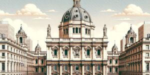 Imagen ilustrativa de la fachada principal de la Royal Academy of Arts en Londres
