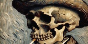 skull with cigarette van gogh