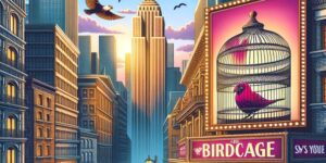 'Cartel promocional de la obra 'La Jaula de las Locas' en el Teatre Tívoli de Barcelona: una experiencia teatral única y divertida en la ciudad condal'.
