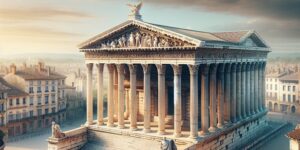 Imagen del Templo de Augusto y Livia en Vienne en un día soleado