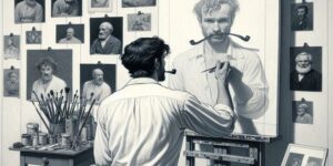 triple self portrait by norman rockwell