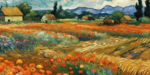 van gogh field with poppies